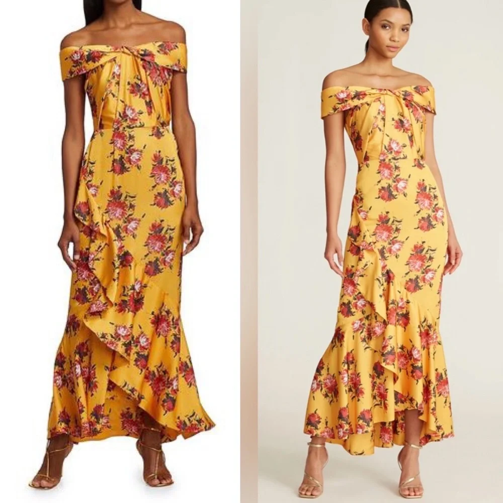 THEIA Rylee Floral Off Shoulder Dress - Picture 1 of 10